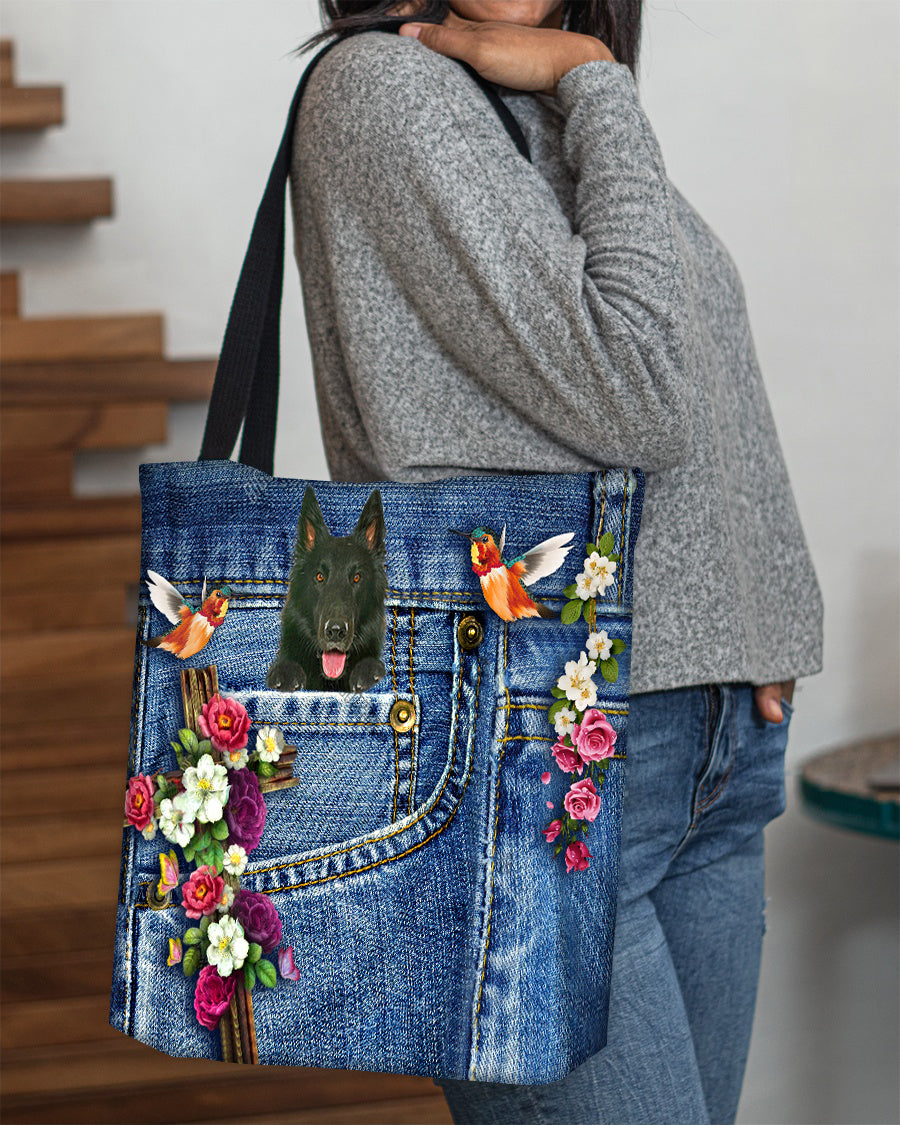 Groenendael-Cardinal &amp; Cross Flower Cloth Tote Bag