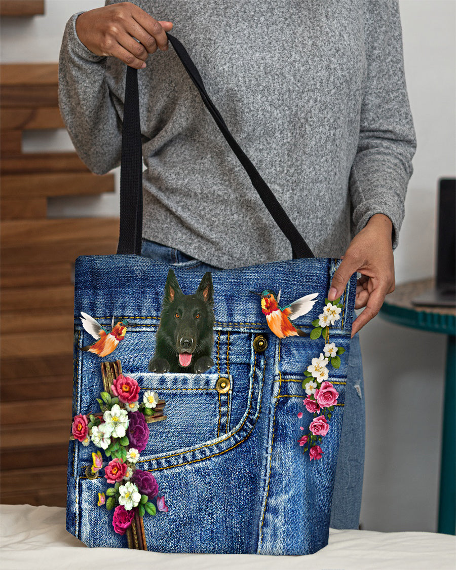 Groenendael-Cardinal &amp; Cross Flower Cloth Tote Bag