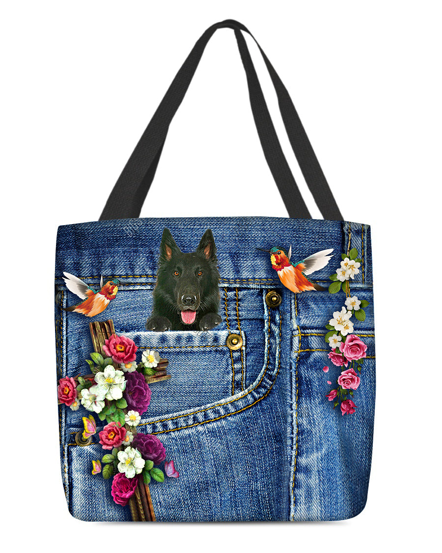 Groenendael-Cardinal &amp; Cross Flower Cloth Tote Bag