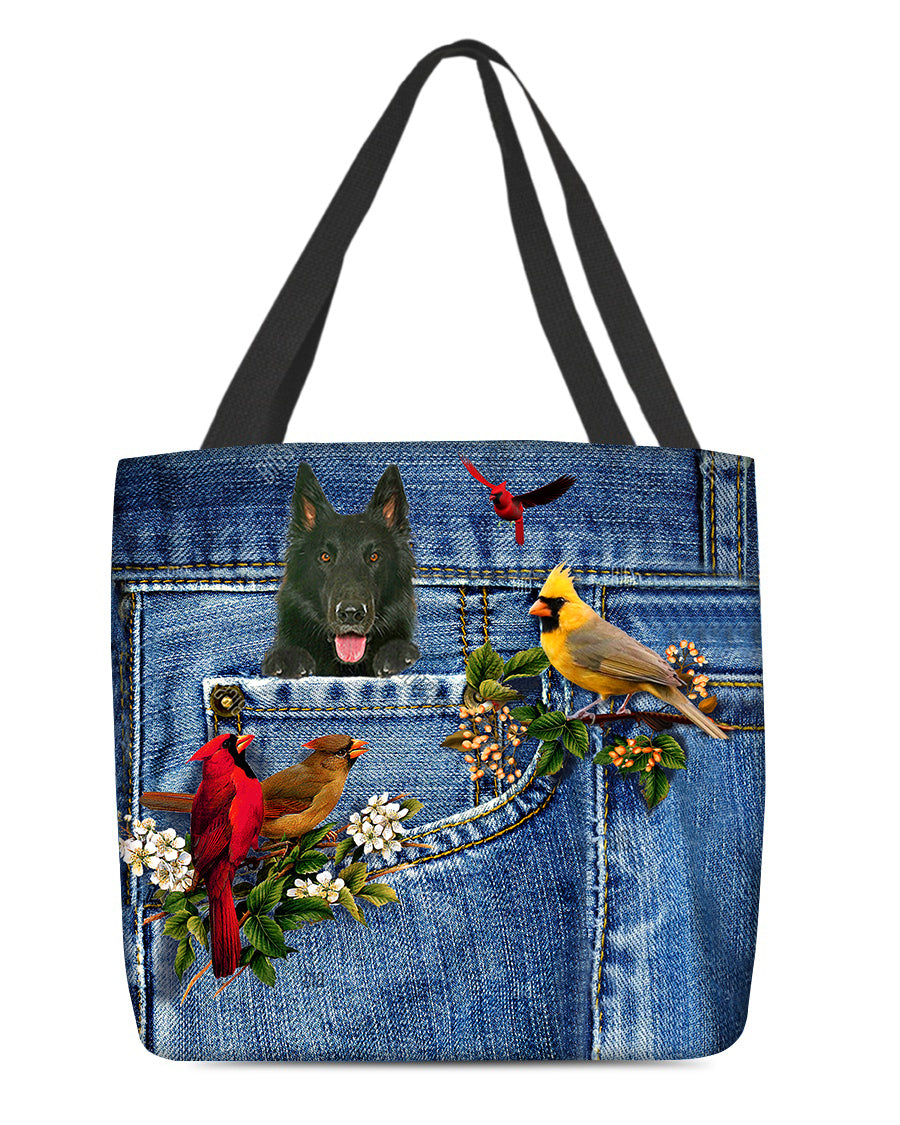 Groenendael-Cardinal &amp; Dog Cloth Tote Bag