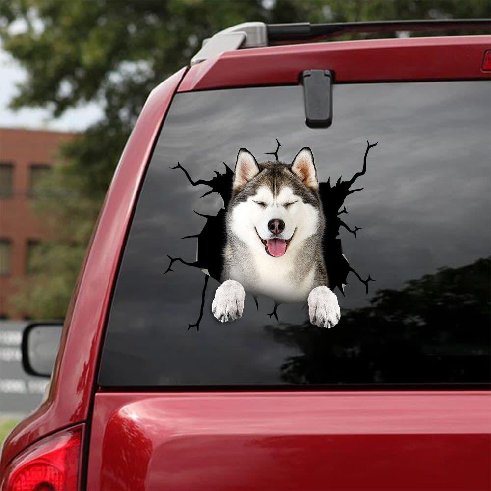 Alaskan Malamute Crack Car Sticker, Toilet Sticker, Fridge Sticker 6