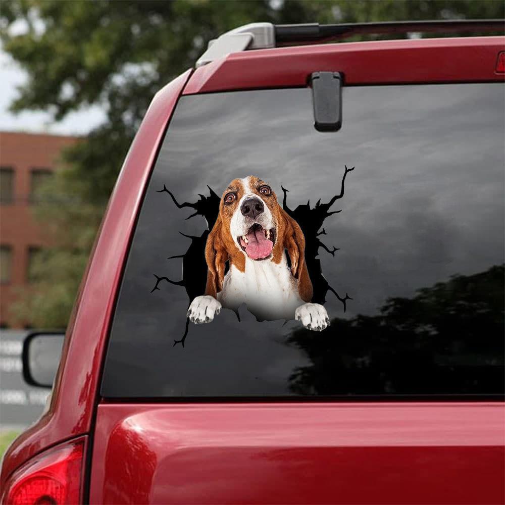 Basset Hound Crack Car Sticker, Toilet Sticker, Fridge Sticker 3