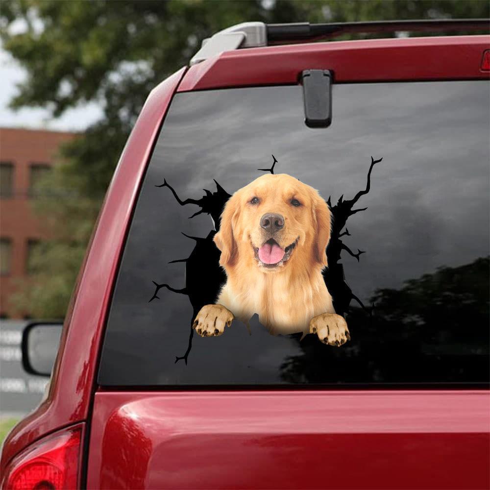 Golden Retriever Crack Car Sticker, Toilet Sticker, Fridge Sticker 24