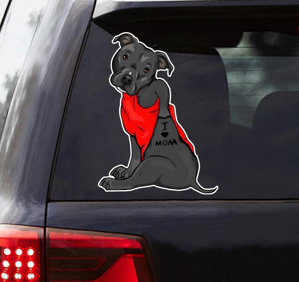 pitbull love mom car sticker
