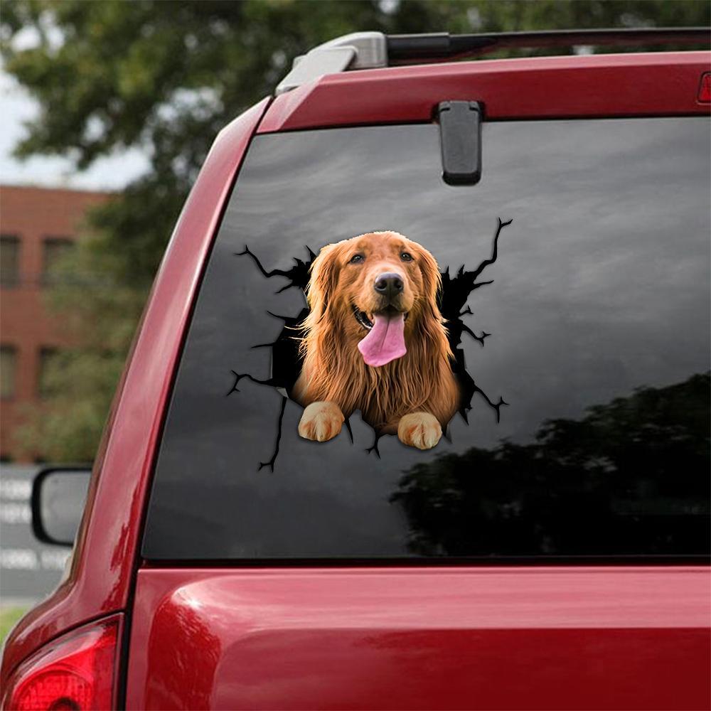 Golden Retriever Crack Car Sticker, Toilet Sticker, Fridge Sticker 32