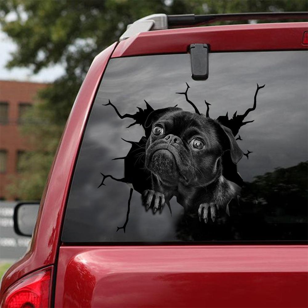 Pug Crack Car Sticker 14