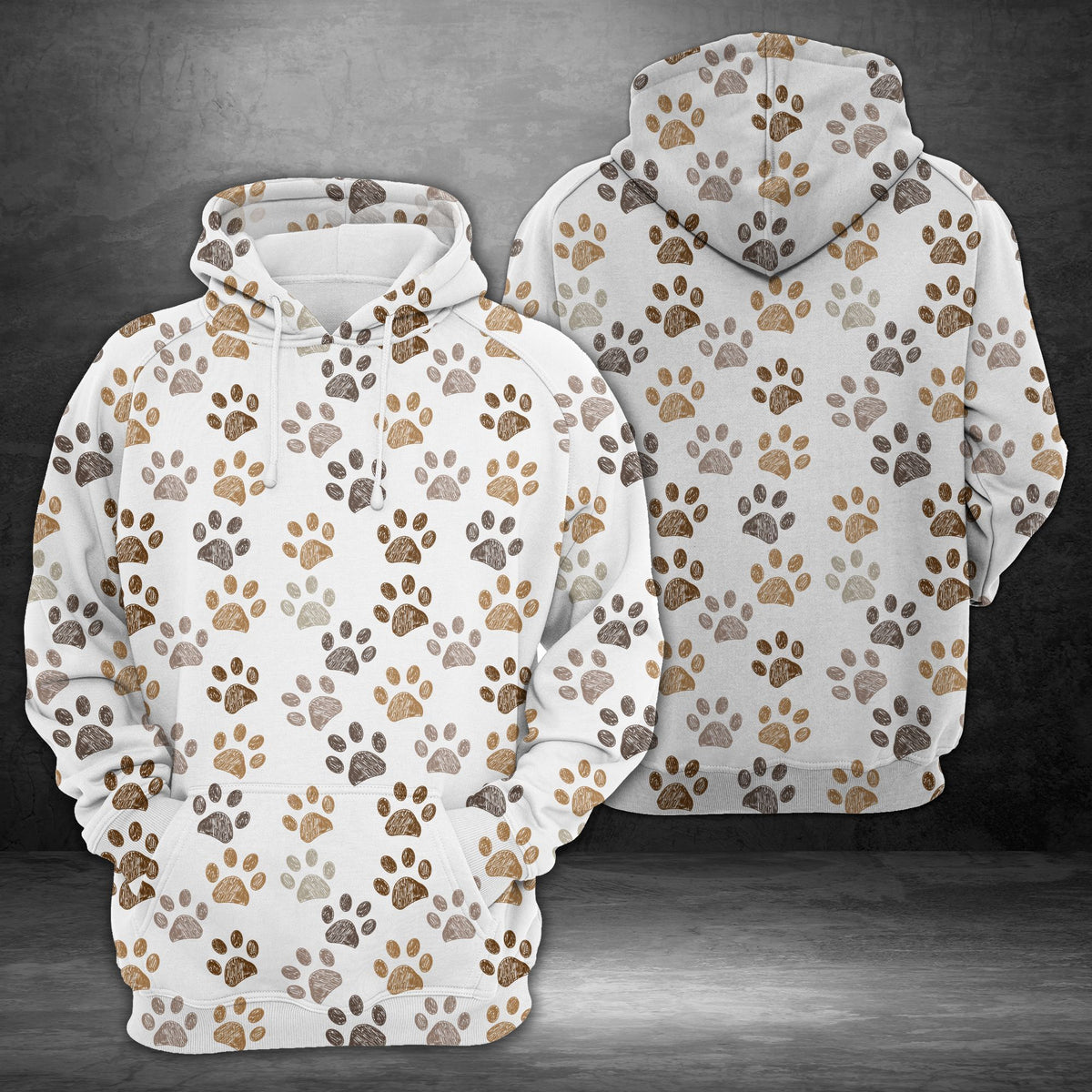 Cute Dog Paws Basic Unisex 3D Hoodie All Over Print