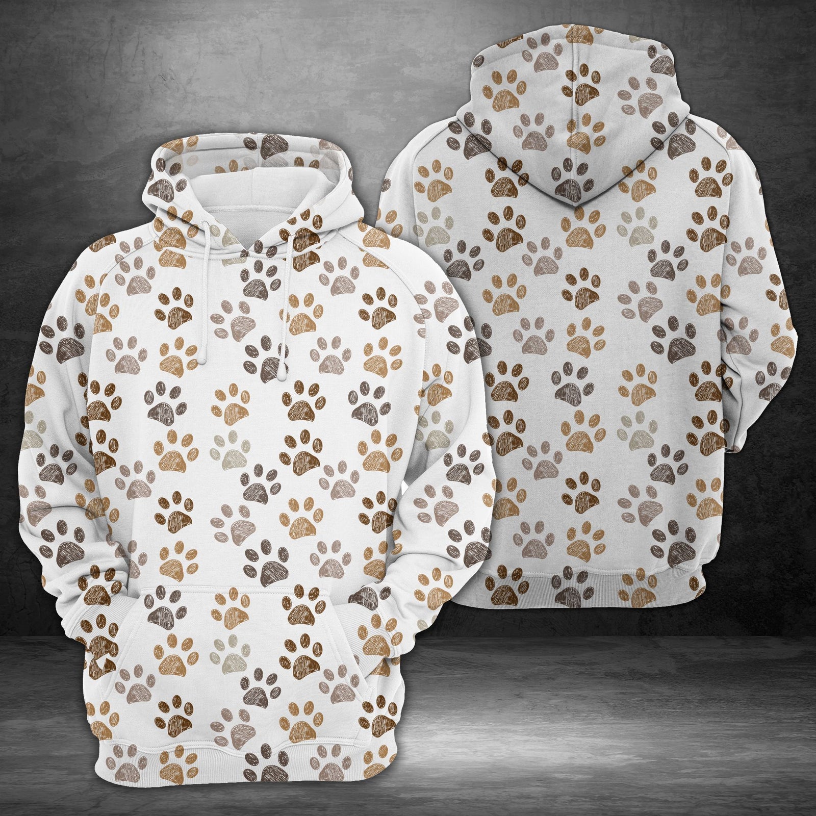 Cute Dog Paws Basic Unisex 3D Hoodie All Over Print