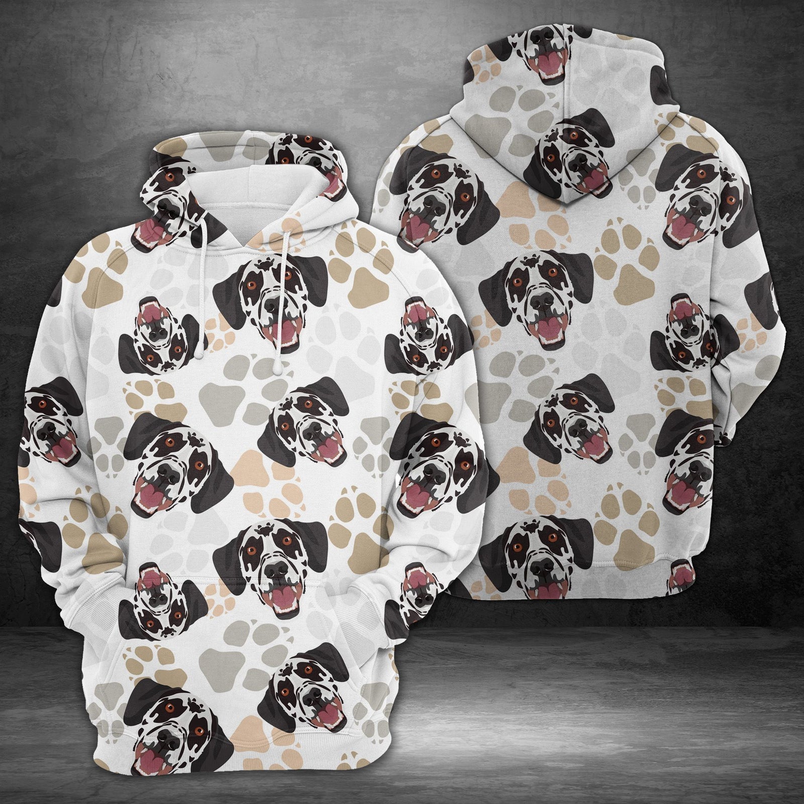 Dog Paws Dalmatian Pullover Unisex 3D Hoodie All Over Print