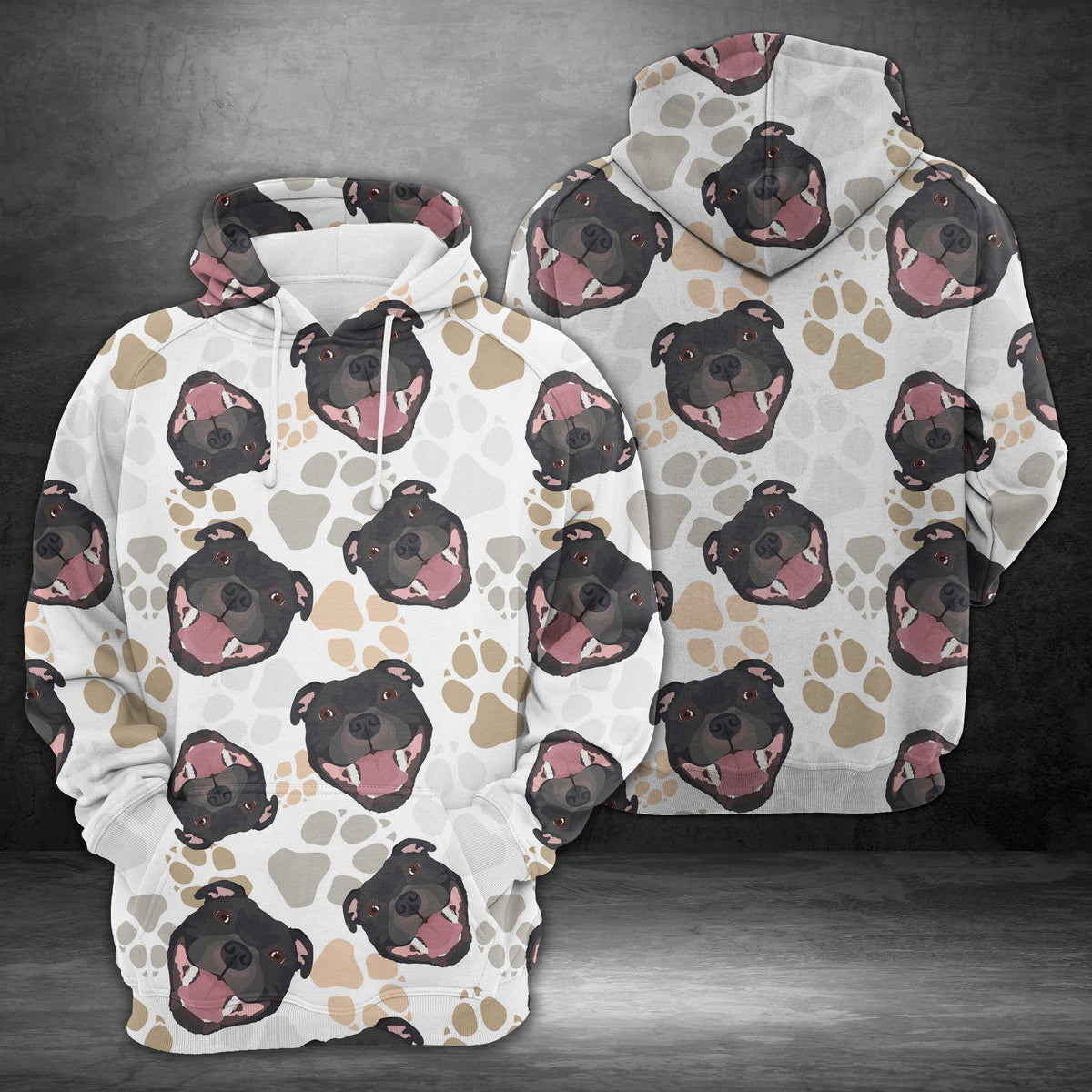 Dog Paws Staffordshire Bull Terrier Cute Unisex 3D Hoodie All Over Print