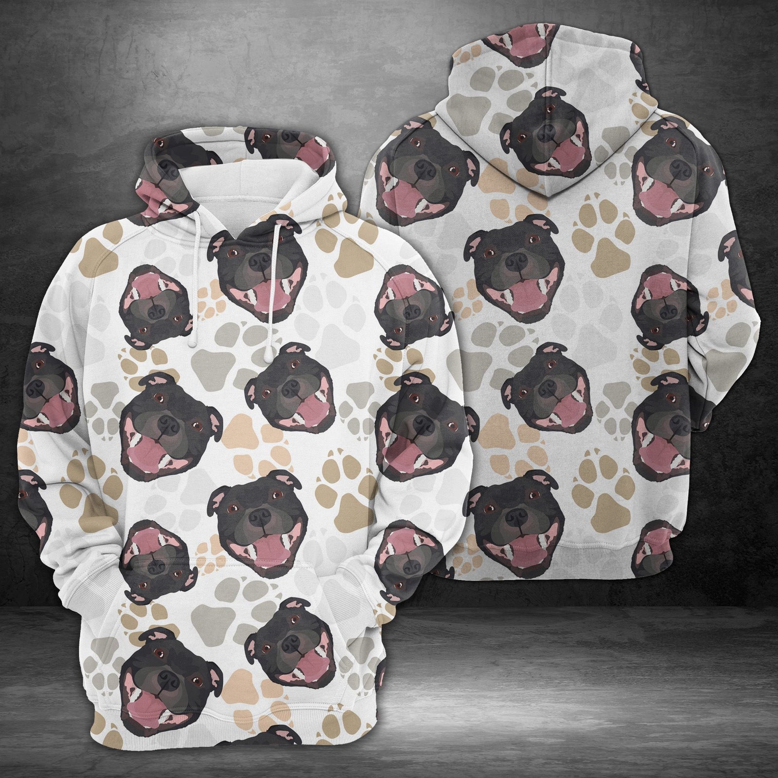 Dog Paws Staffordshire Bull Terrier Cute Unisex 3D Hoodie All Over Print