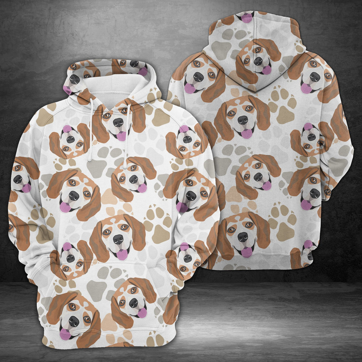 Dog Paws Beagle Unisex 3D Hoodie All Over Print