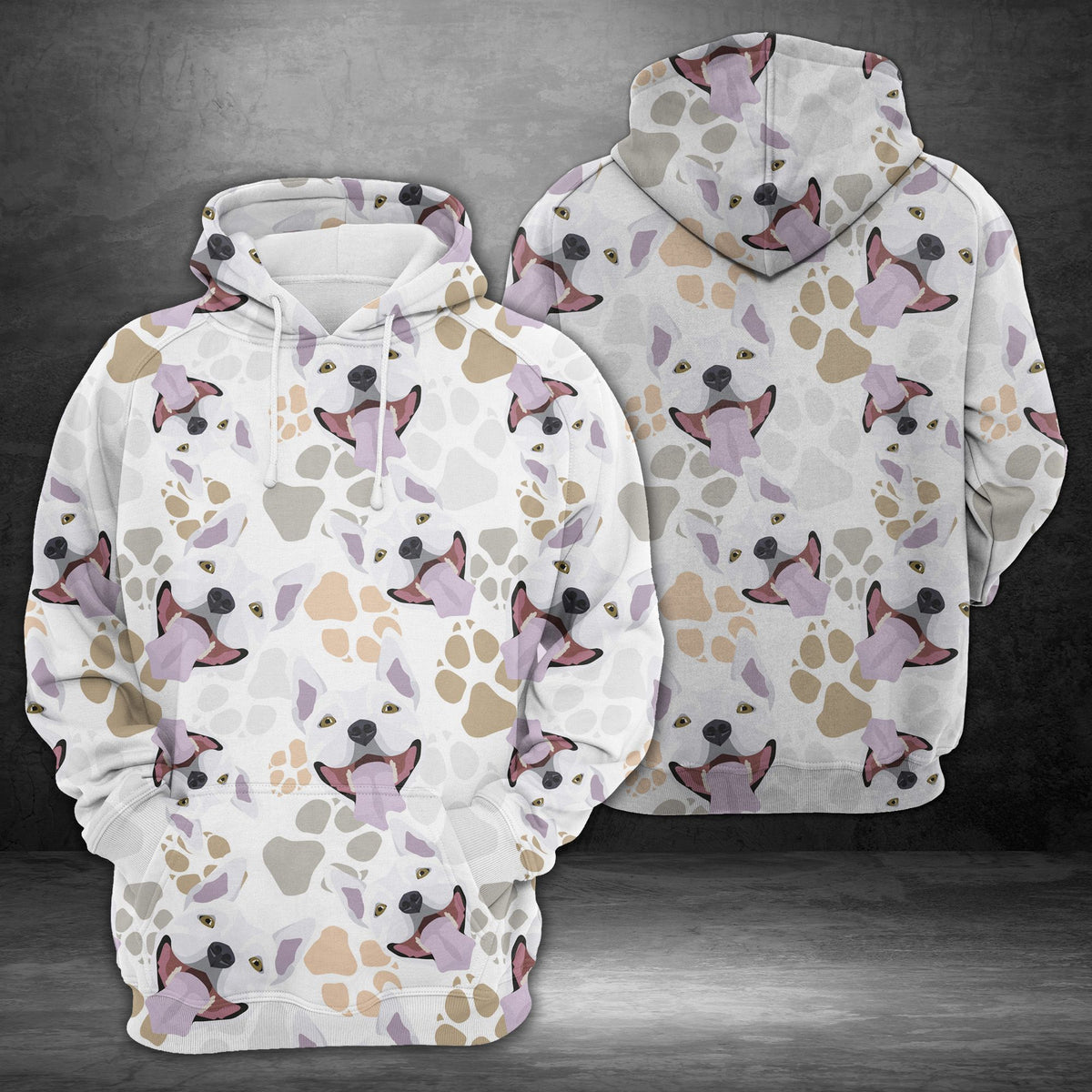Dog Paws Bull Terrier Unisex 3D Hoodie All Over Print