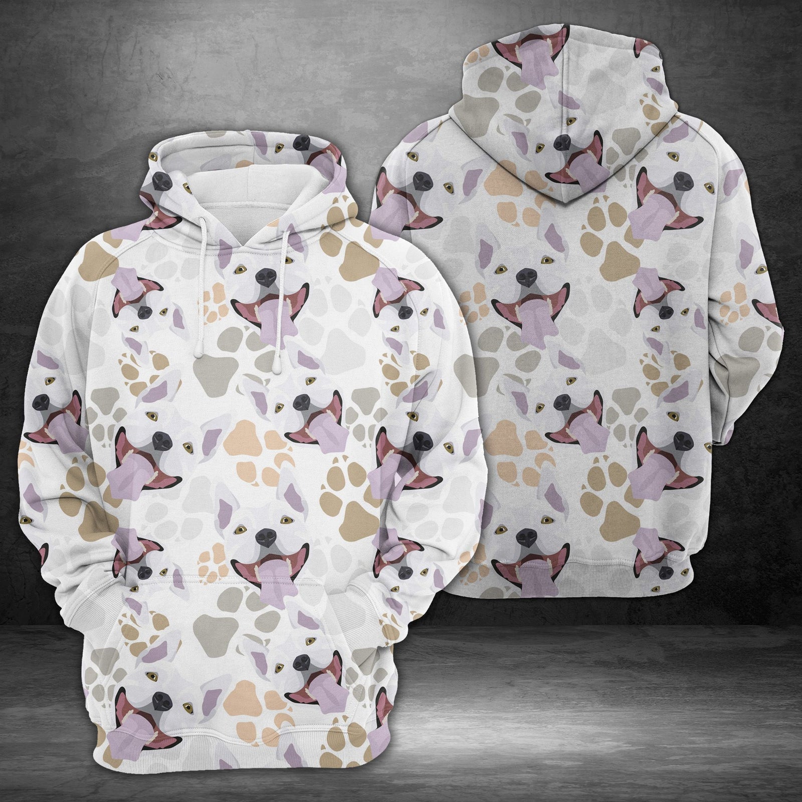 Dog Paws Bull Terrier Unisex 3D Hoodie All Over Print