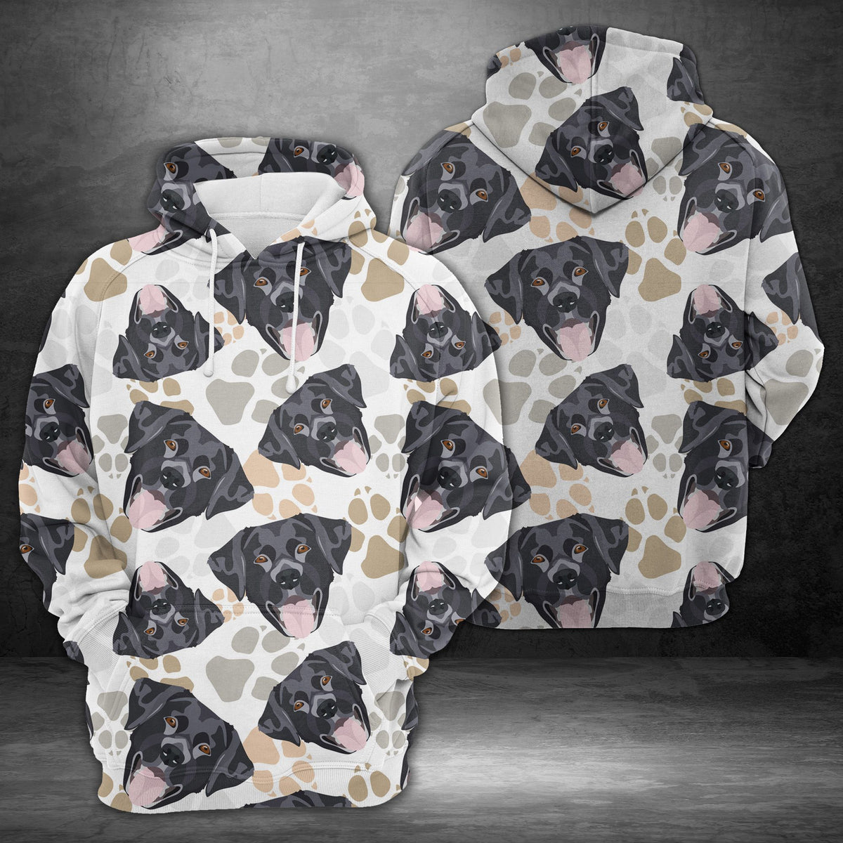 Dog Paws Black Labrador Unisex 3D Hoodie All Over Print