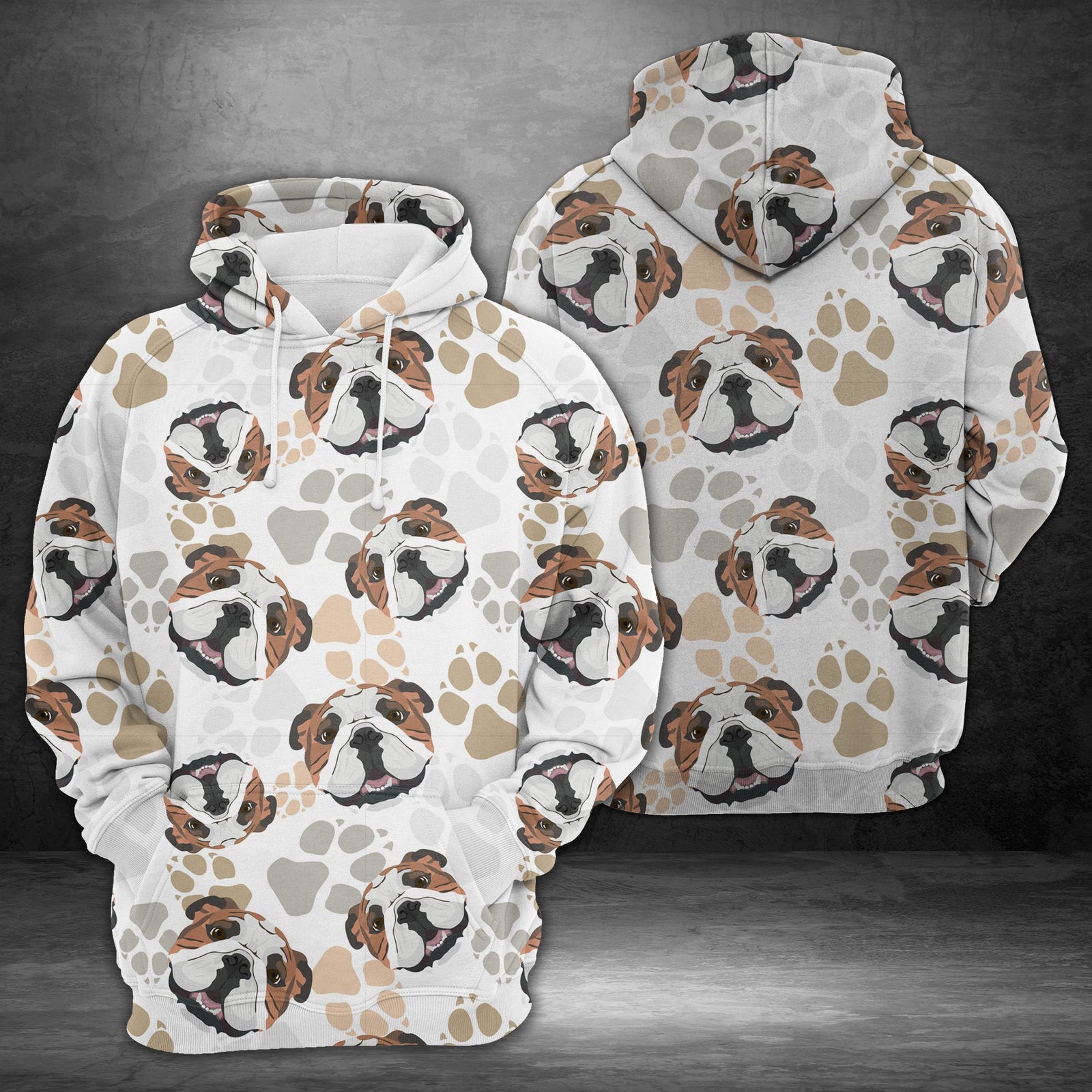 Dog Paws English Bulldog Unisex 3D Hoodie All Over Print