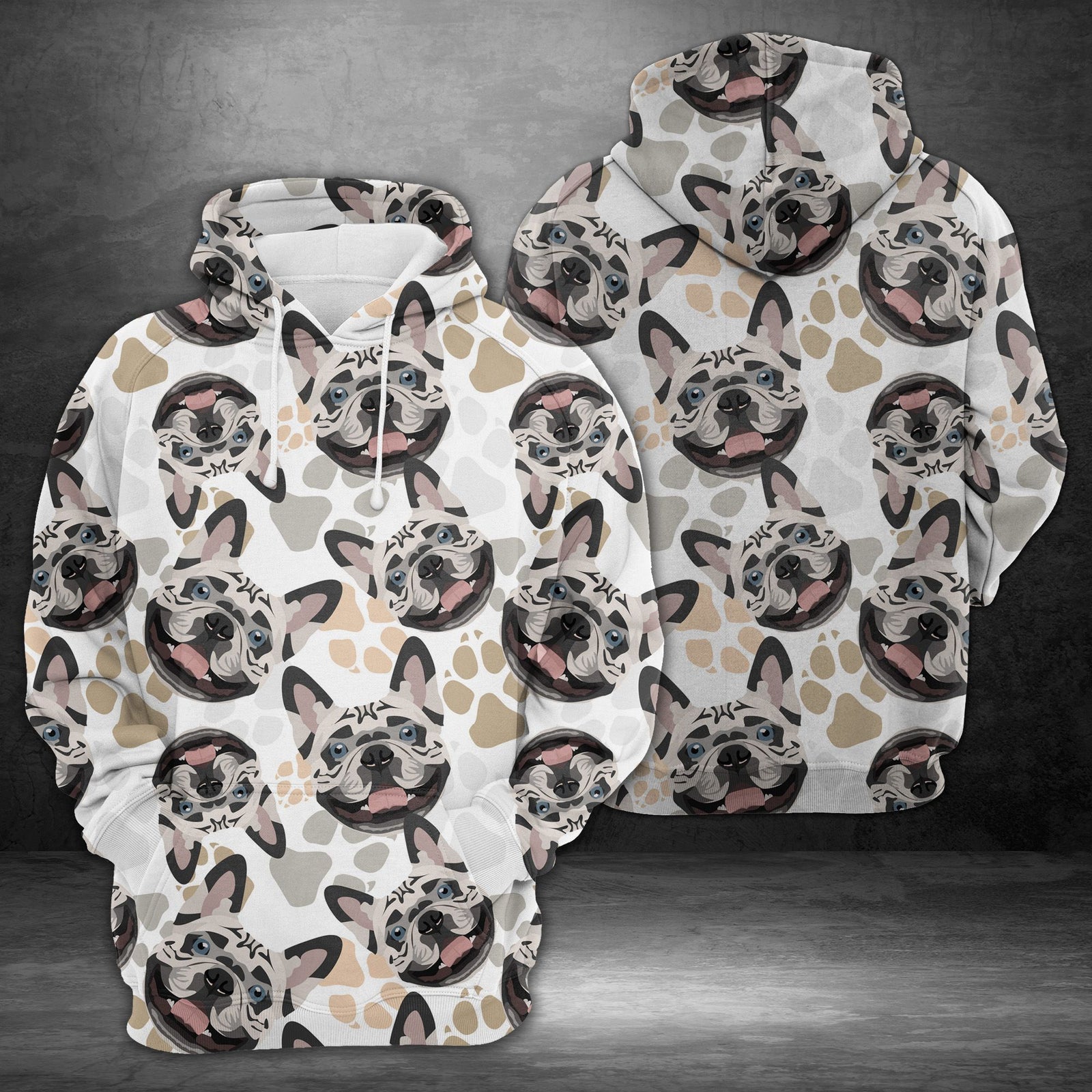 Dog Paws French Bulldog Unisex 3D Hoodie All Over Print