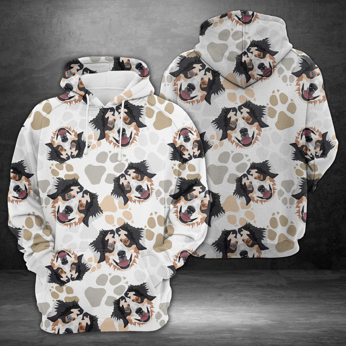 Dog Paws Australian Shepherd Unisex 3D Hoodie All Over Print