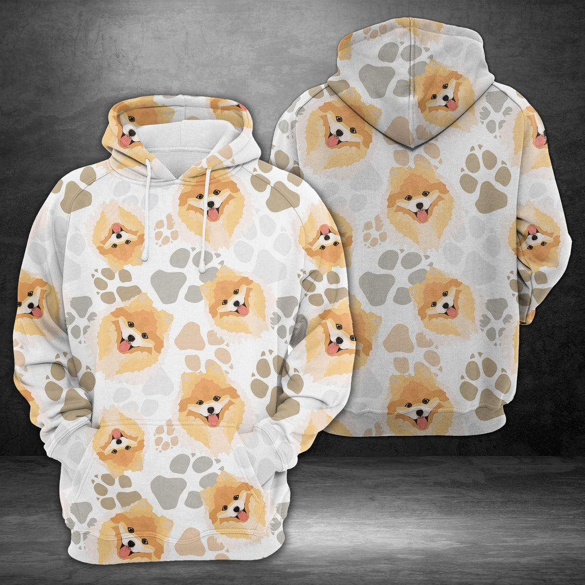 Dog Paws Pattern With Chow Unisex 3D Hoodie All Over Print