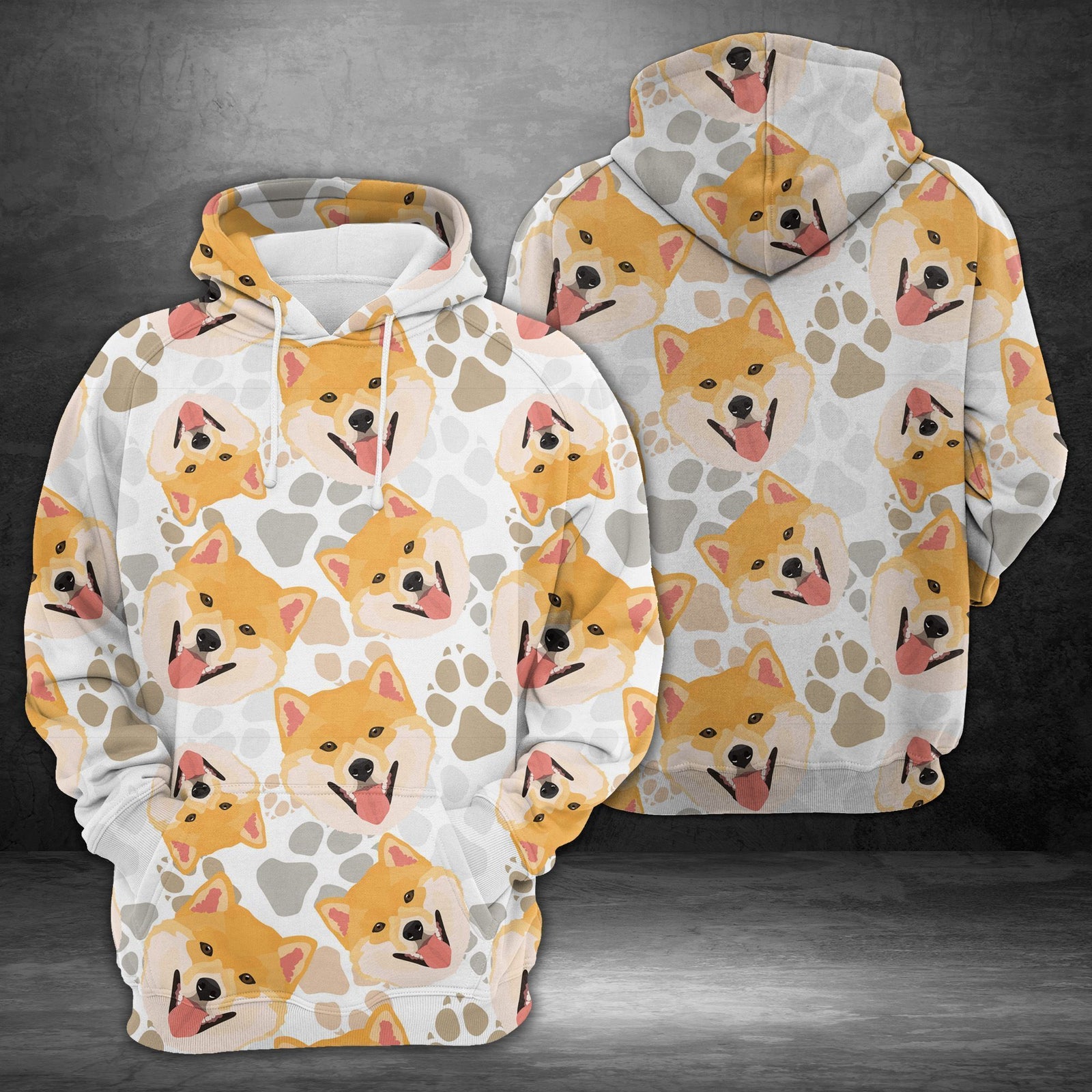 Dog Paws Shiba Inu Unisex 3D Hoodie All Over Print