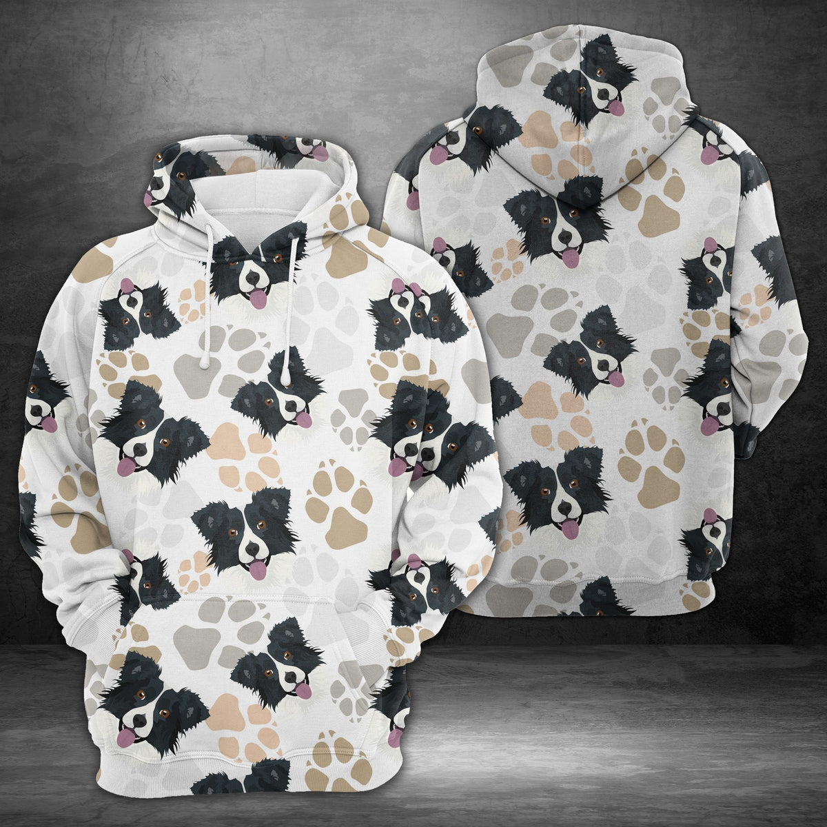 Dog Paws Border Collie Unisex 3D Hoodie All Over Print