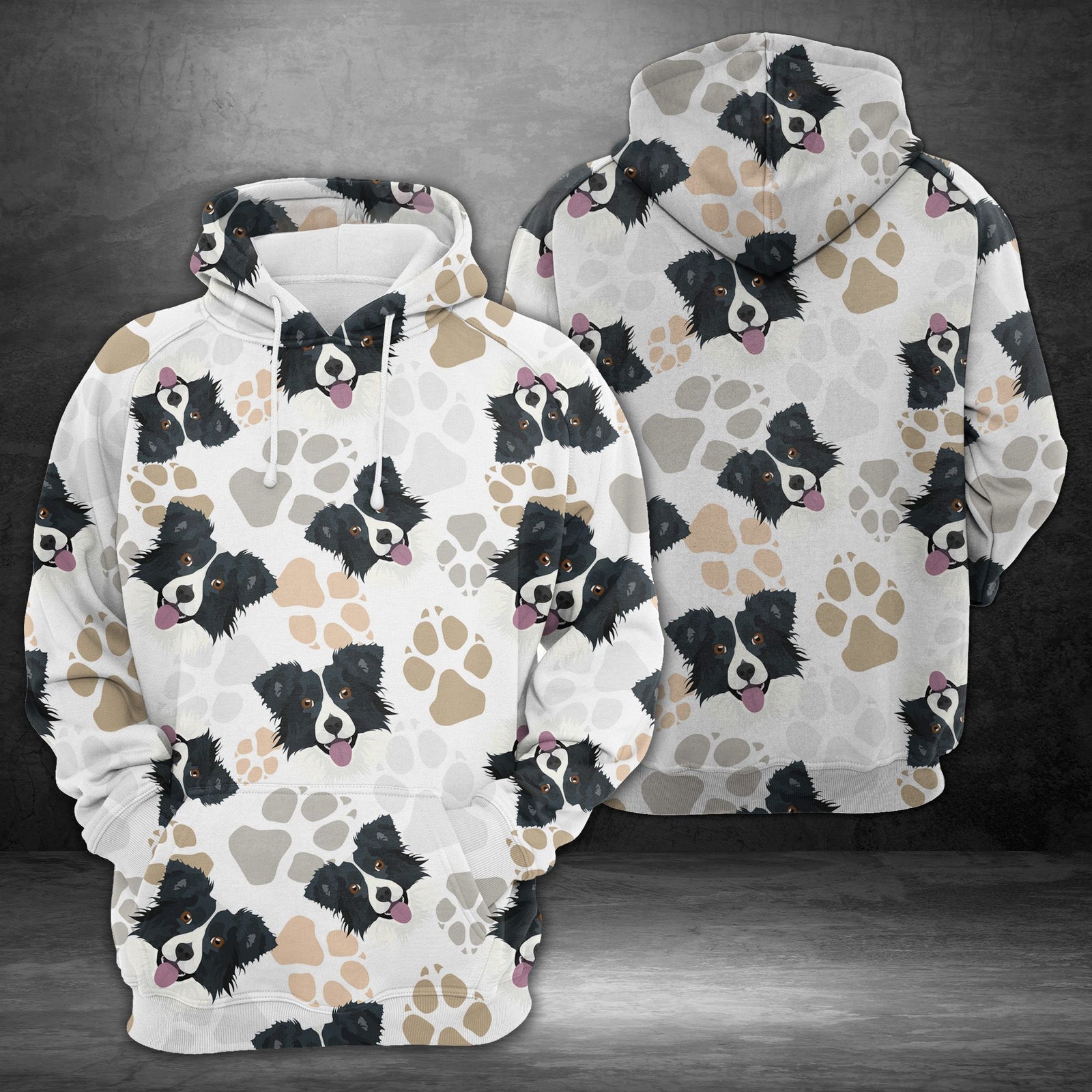 Dog Paws Border Collie Unisex 3D Hoodie All Over Print