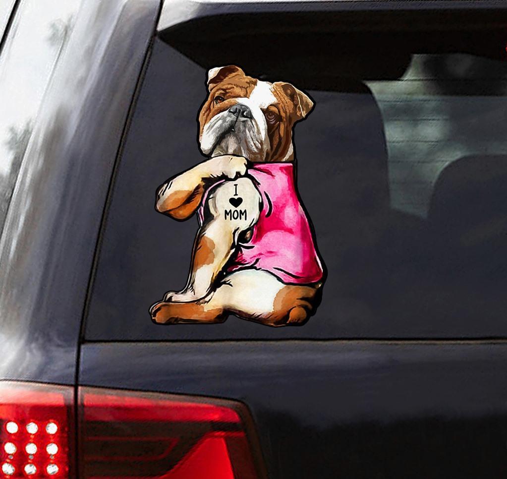 bulldog love mom car sticker