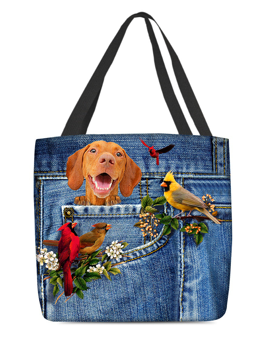 Vizsla-Cardinal &amp; Dog Cloth Tote Bag