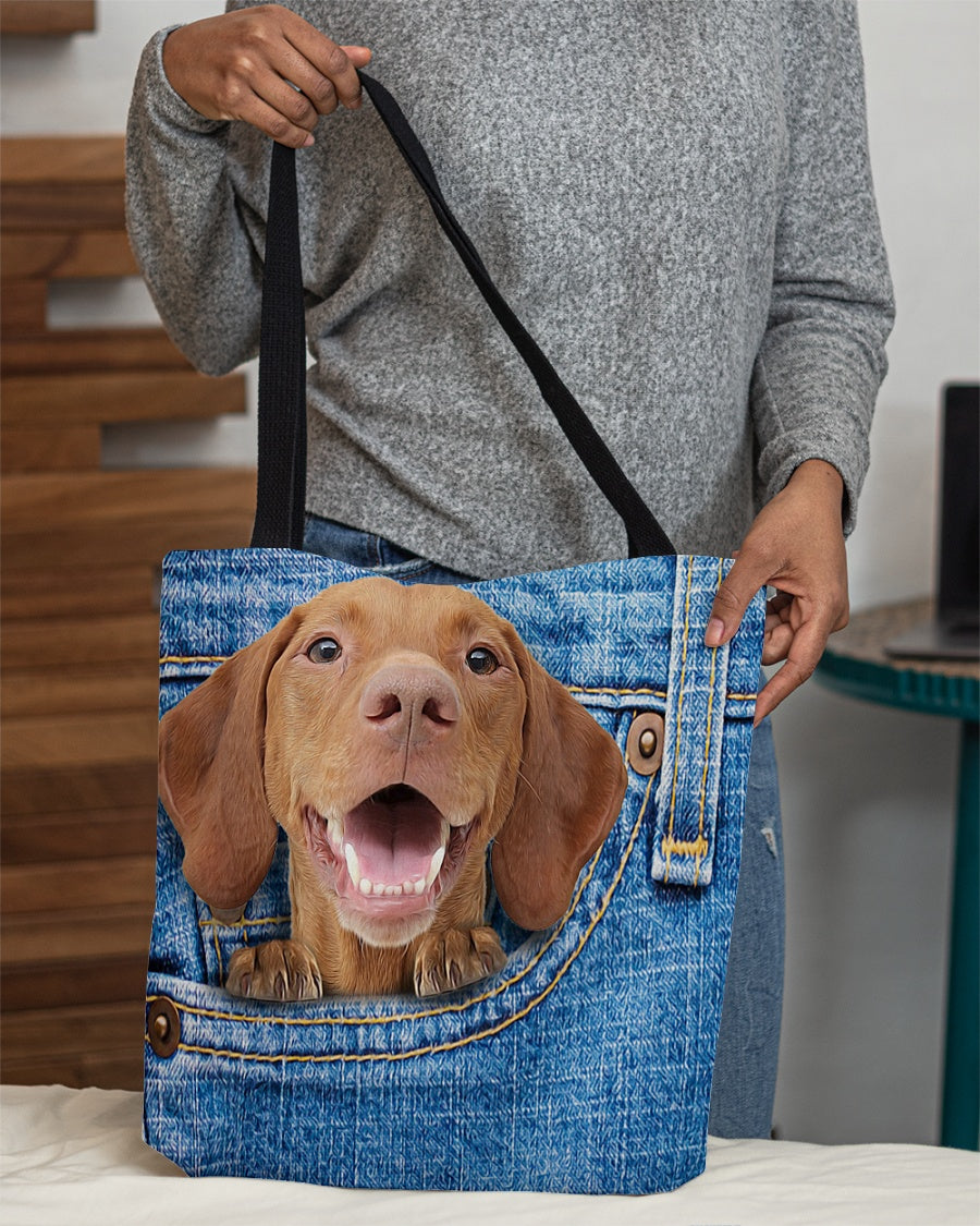 ln 2 Vizsla-in pocket-Cloth Tote Bag