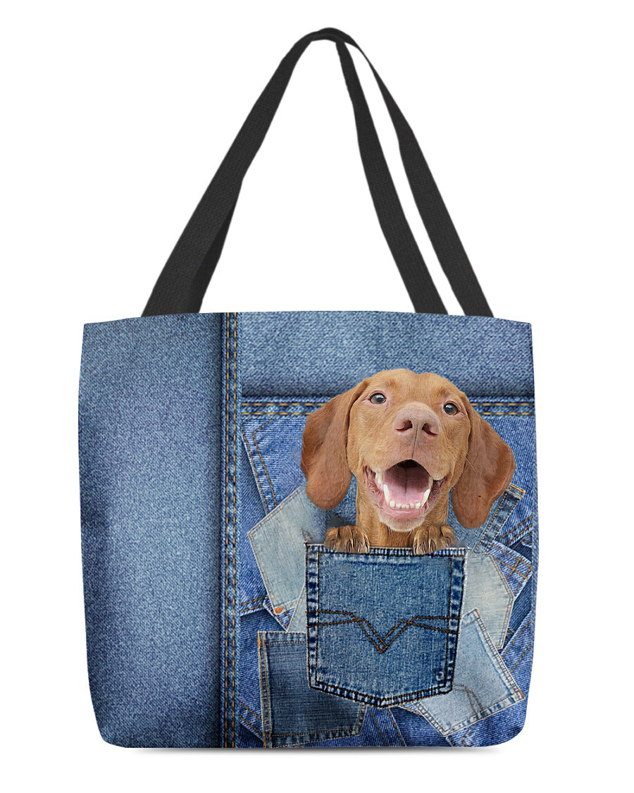 ln 2 Vizsla-in pocket2-Cloth Tote Bag
