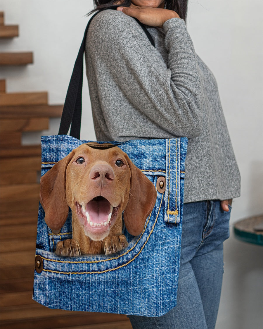ln 2 Vizsla-in pocket-Cloth Tote Bag