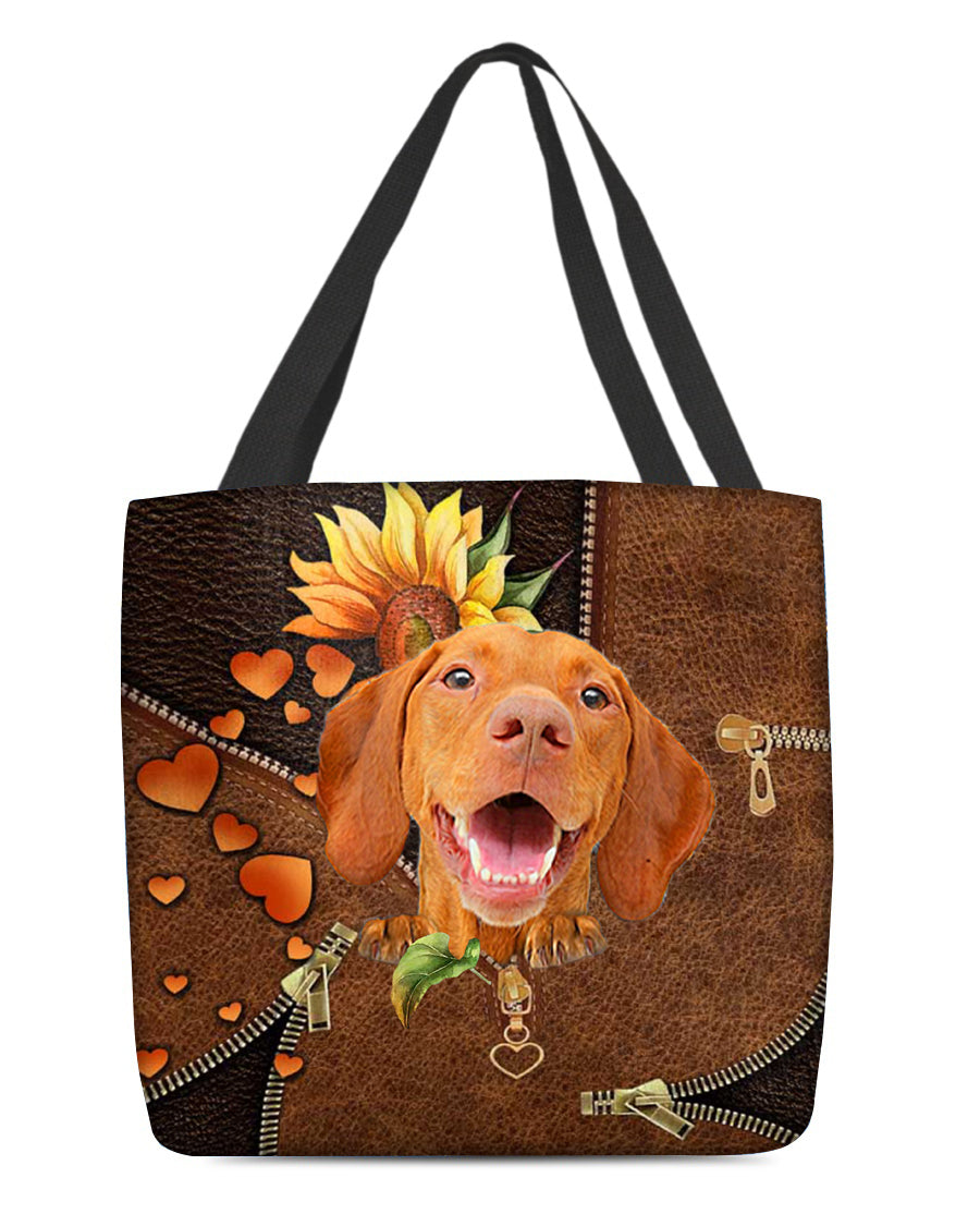 Vizsla-Sunflower&amp;zipper Cloth Tote Bag