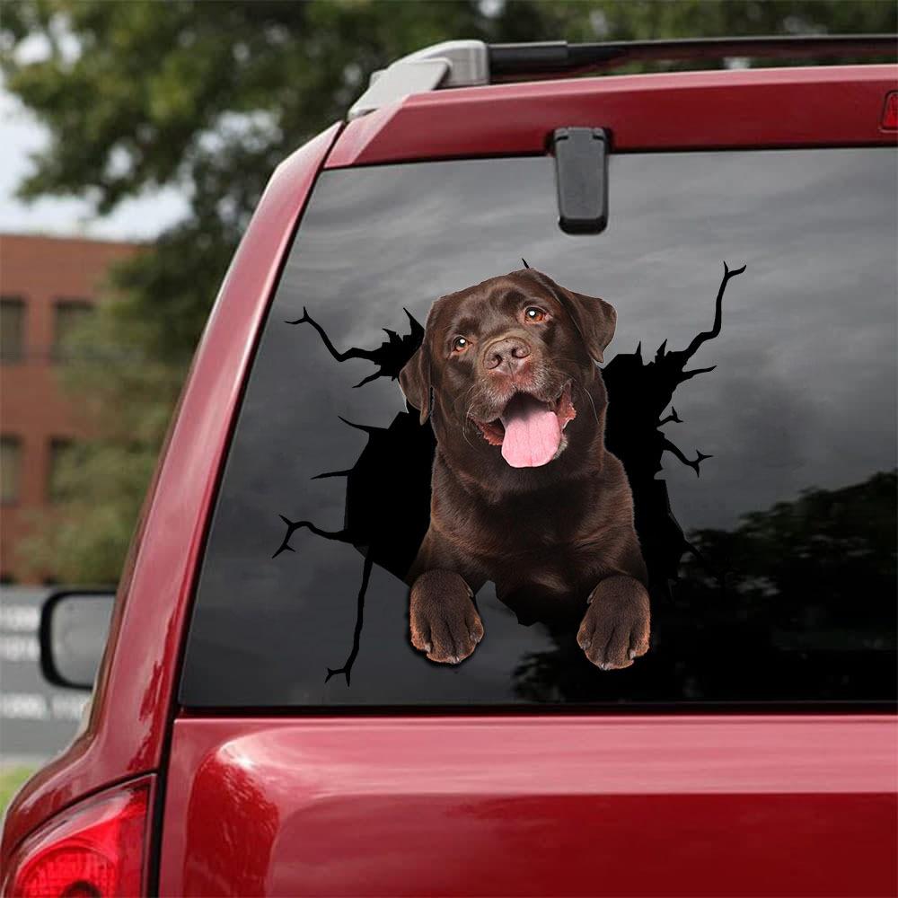 Chocolate Labrador Retriever Crack Car Sticker, Toilet Sticker, Fridge Sticker 6