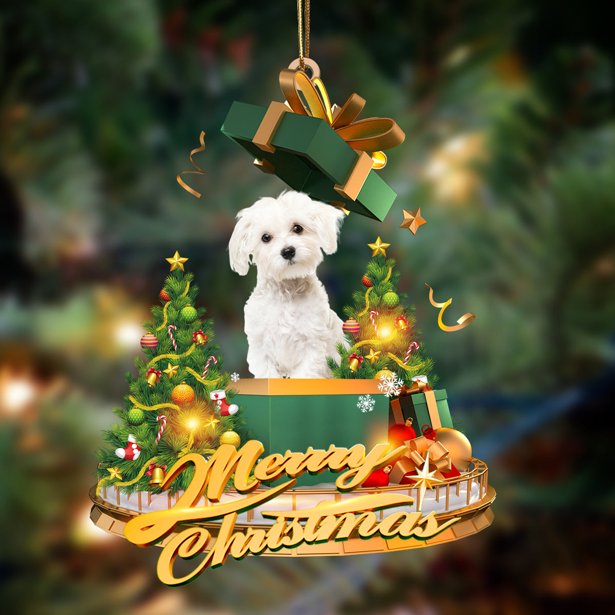 Maltes-Christmas Gifts&amp;dogs Hanging Ornament