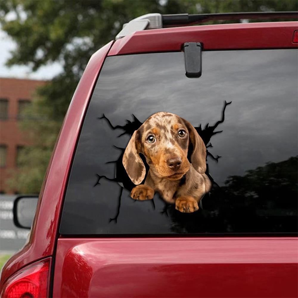 Dachshund Crack Car Sticker, Toilet Sticker, Fridge Sticker (56)