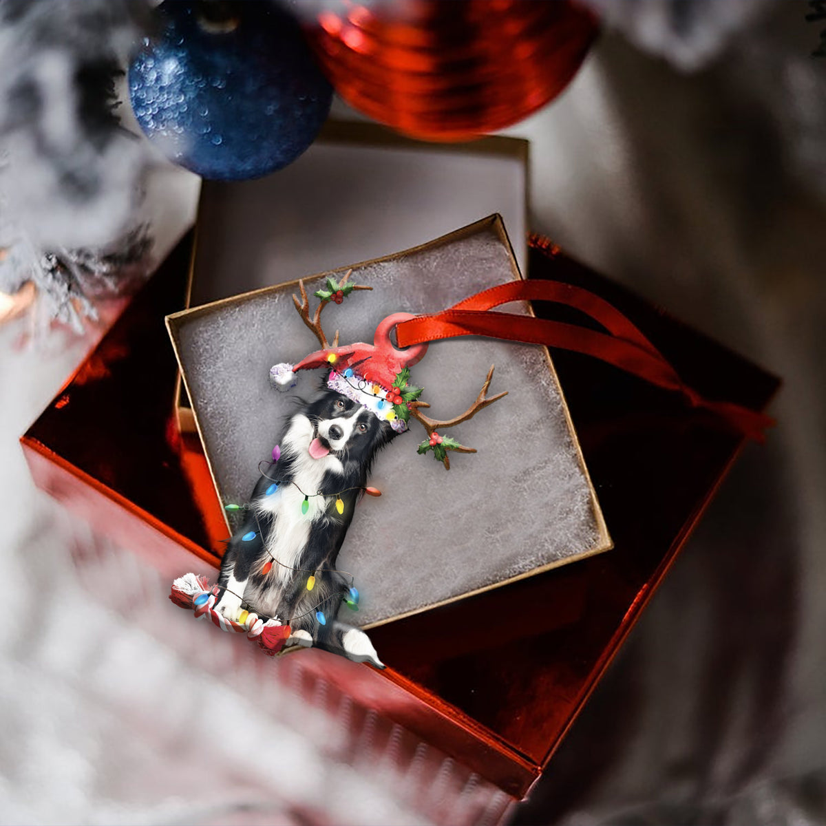 Border Collie  Christmas Shape Orament