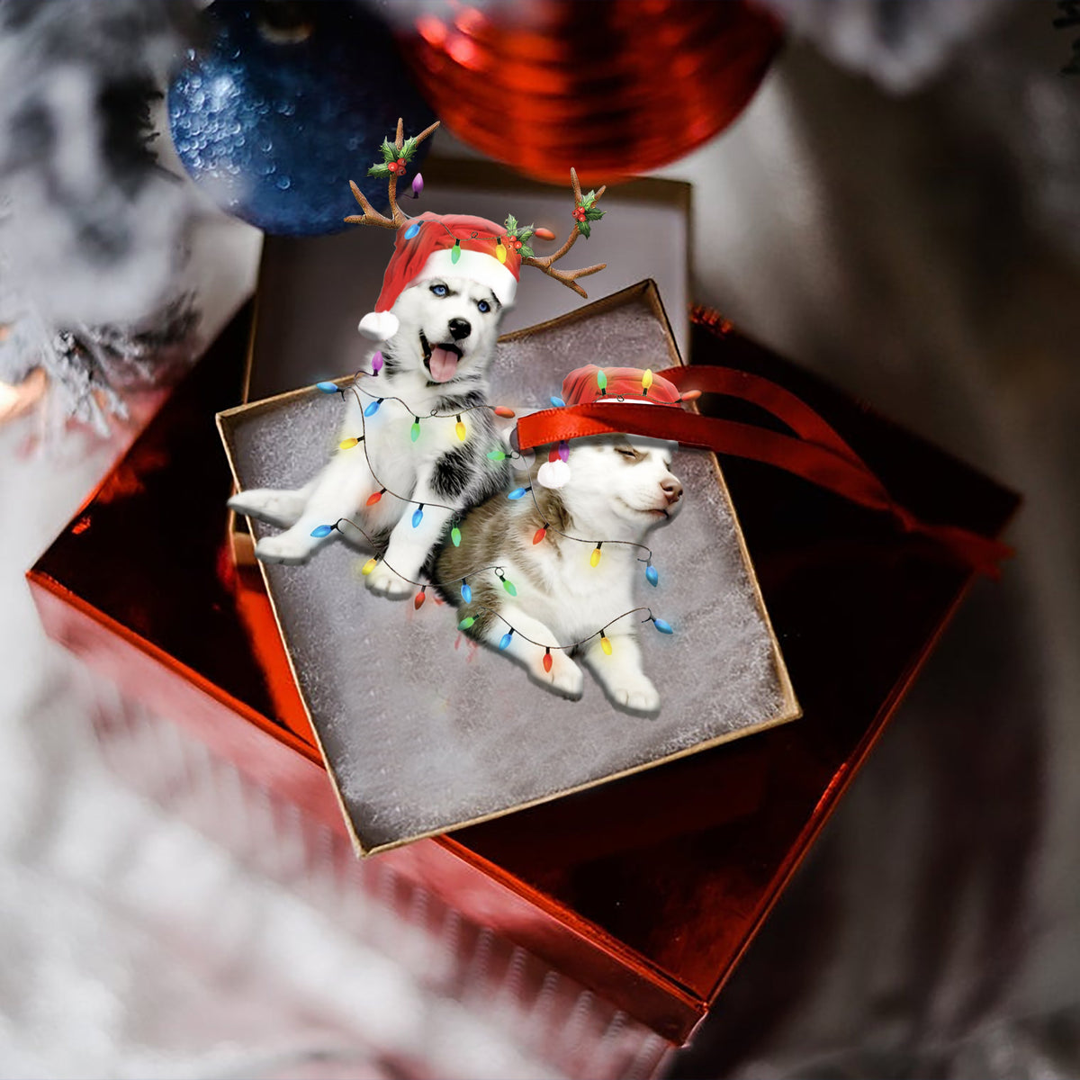 Siberian Husky Christmas Shape Ornament