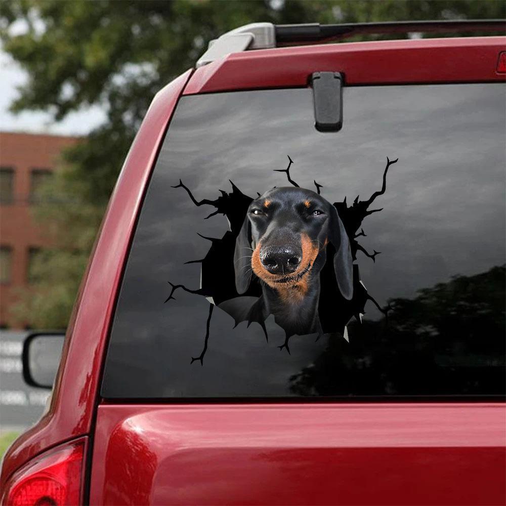 Dachshund Crack Car Sticker, Toilet Sticker, Fridge Sticker (14)