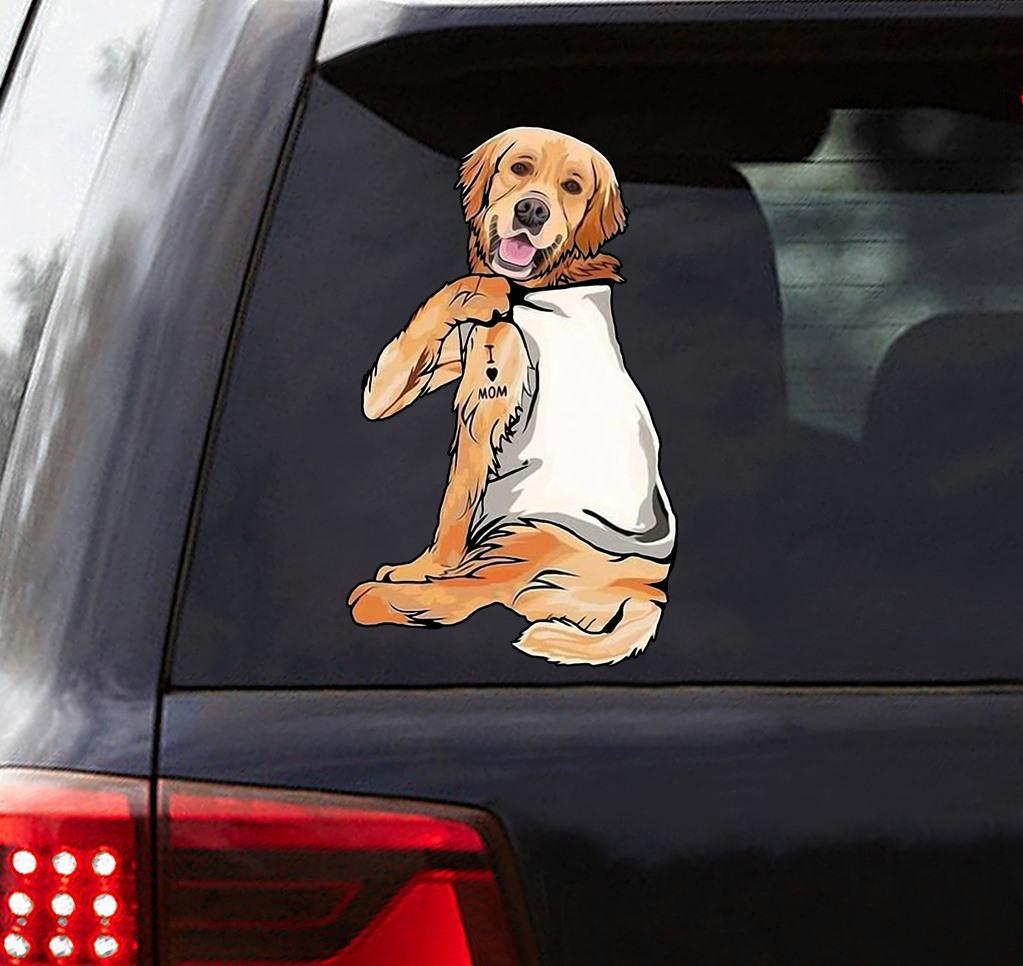 Golden retriever love mom car sticker
