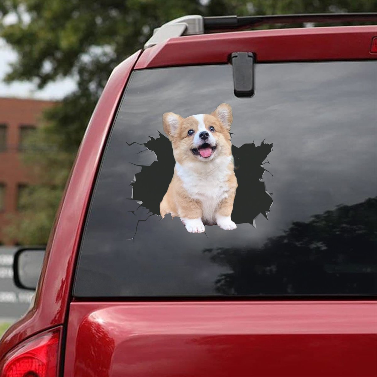 Corgi Puppy Crack Car Sticker