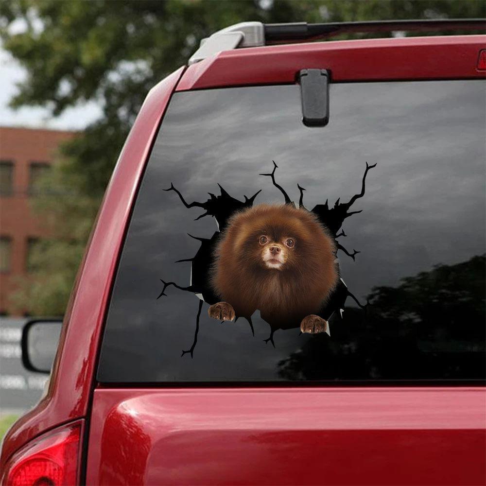 Pomeranian Crack Car Sticker, Toilet Sticker, Fridge Sticker 10
