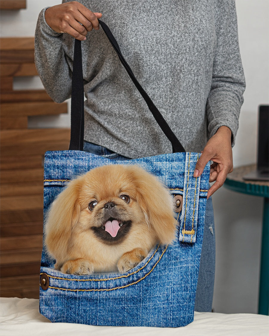 pekingese-in pocket-Cloth Tote Bag