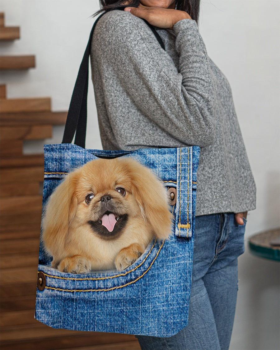 pekingese-in pocket-Cloth Tote Bag