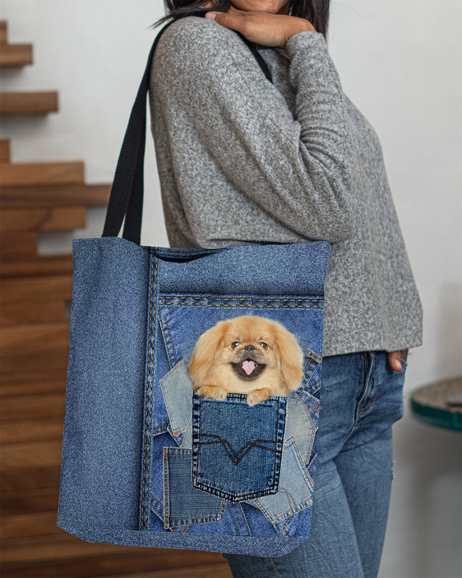 pekingese1-in pocket2-Cloth Tote Bag
