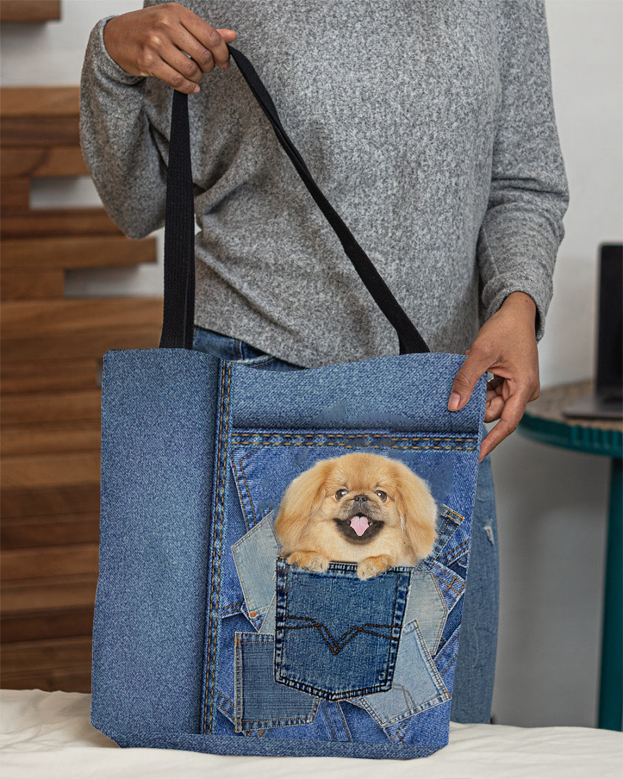 pekingese1-in pocket2-Cloth Tote Bag
