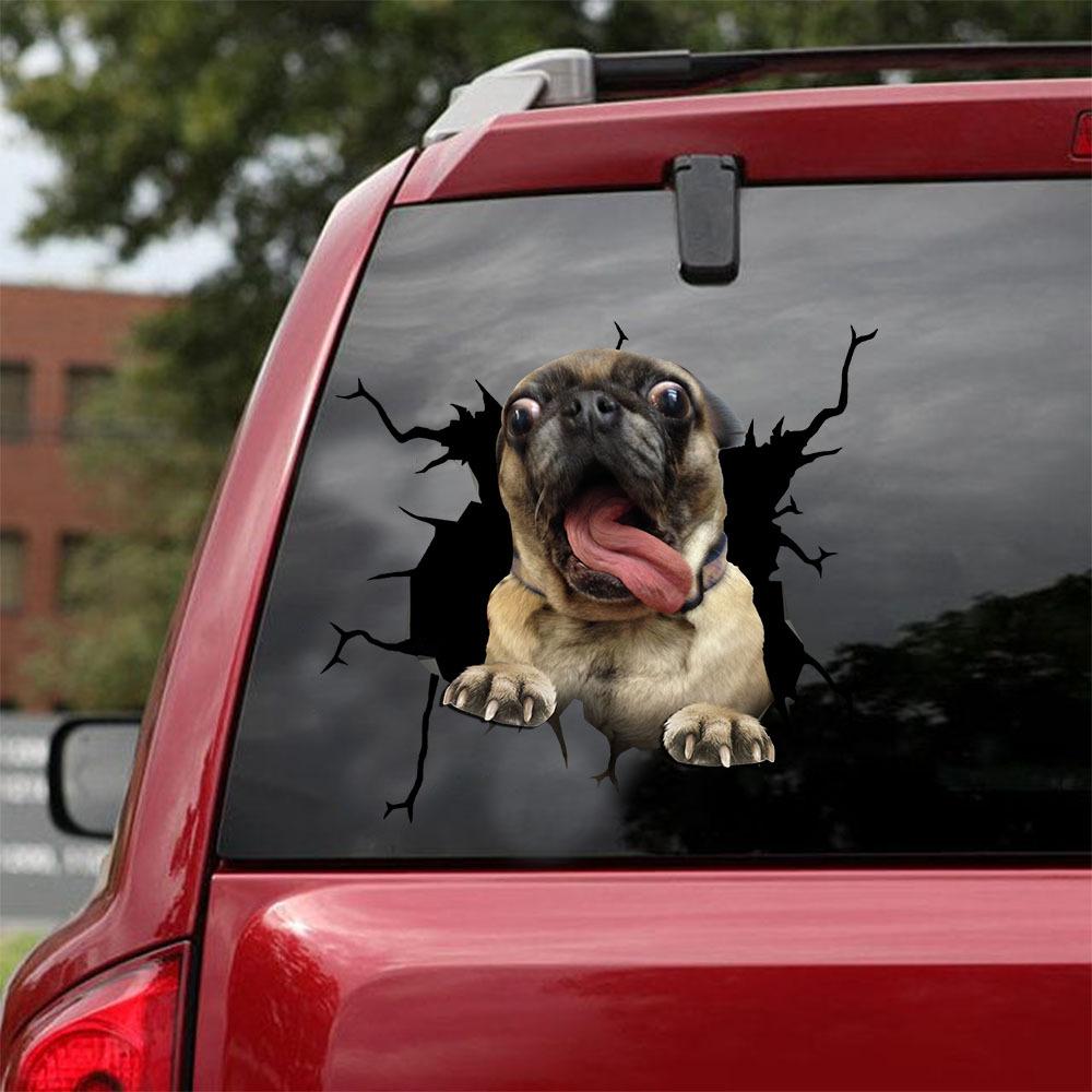 Pug Crack Car Sticker 21