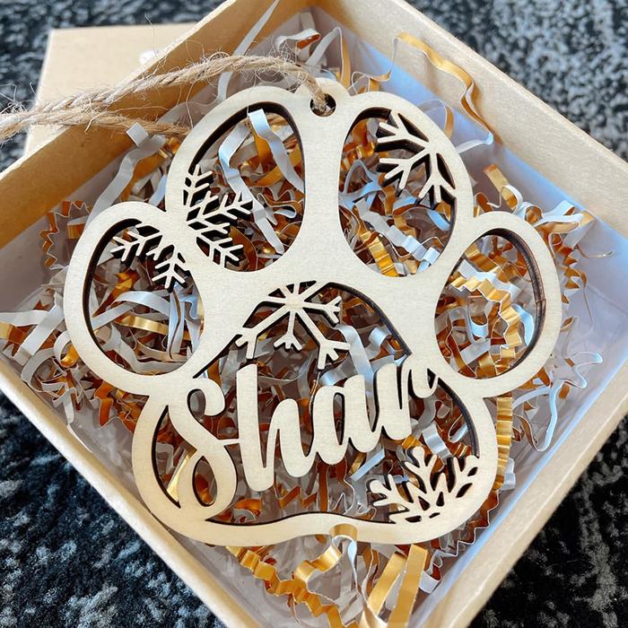 Personalized Wooden Paw Ornament! Christmas is Coming (Dog, Cat, and Angel Wings) - Customized Decoration Gift
