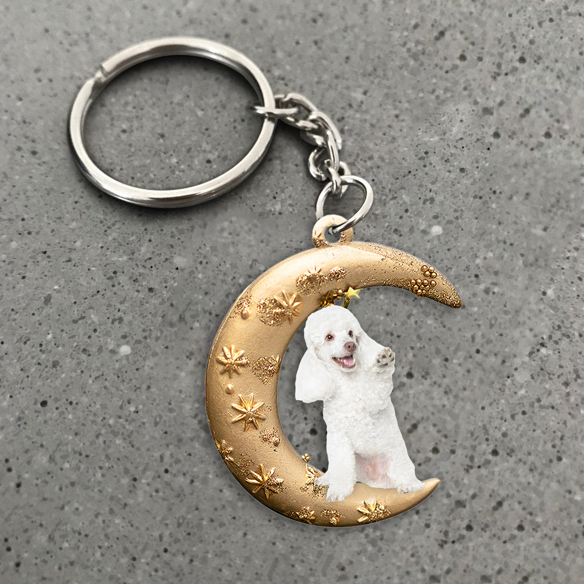 poodle (3) -Dog &amp; Moon Flat Acrylic Keychain