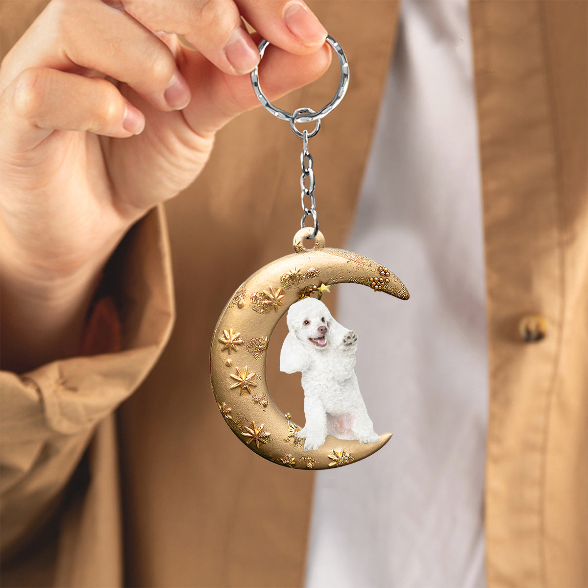 poodle (3) -Dog &amp; Moon Flat Acrylic Keychain