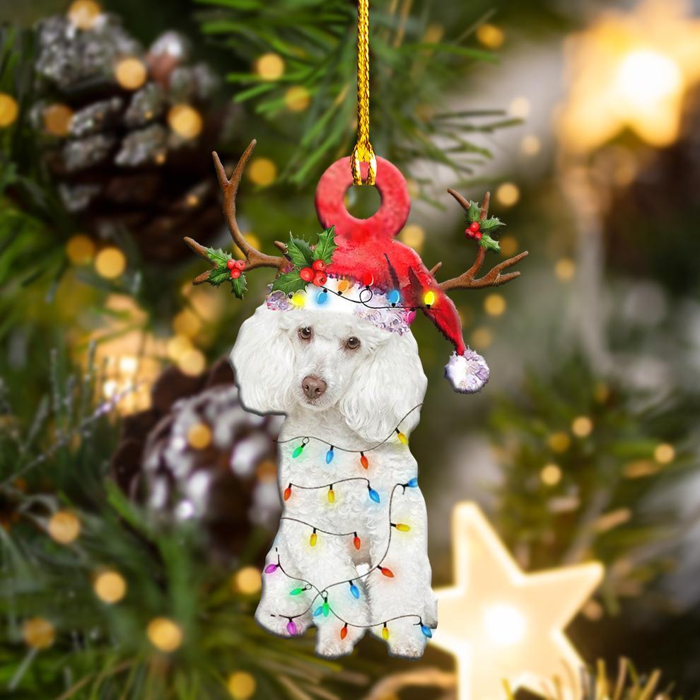 White Poodles Christmas Shape Ornament